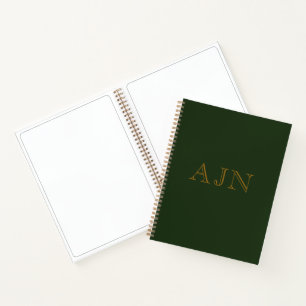 Groen Monogram Geschetst Kunst Notitieboek Cadeau