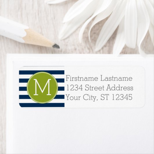 Groen monogram marinespion en witte stripper etiket (Insitu)