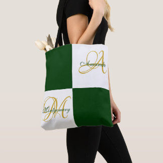 Groen monogram modern Stijlvol Initiaal Tas