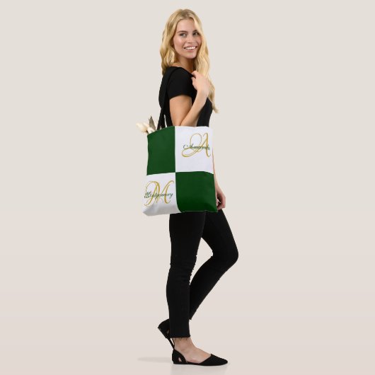 Groen monogram modern Stijlvol Initiaal Tas (Op model)