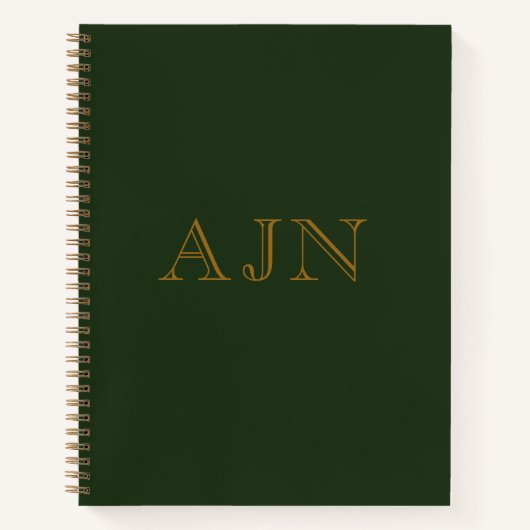Groen monogram schets kunst Notitieboek cadeau (Voorkant)