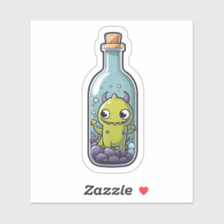 Groen monster in een fles sticker