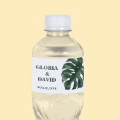 Groen Monstera Leaf Weddenschap Water Fles Label Waterfles Etiket