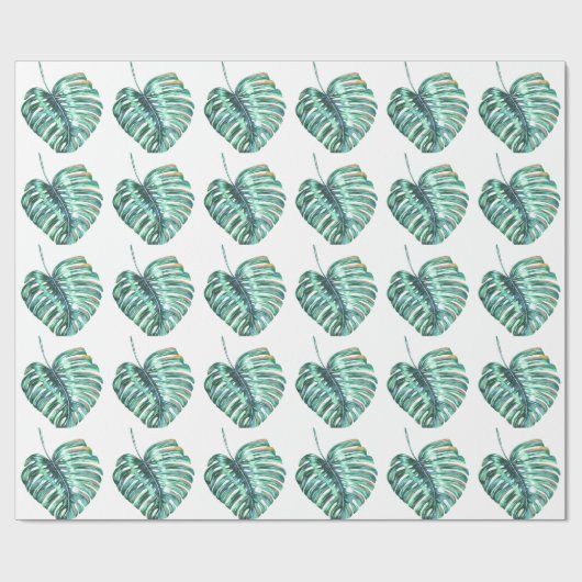 Groen monsterpalm tropisch cadeaupapier (Vlak)