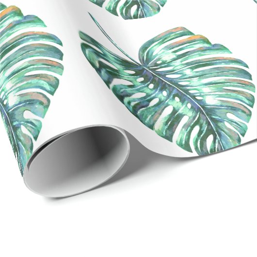 Groen monsterpalm tropisch cadeaupapier (Rol Hoek)