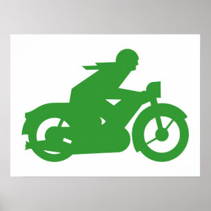 Groen Motorrijder Bord Poster
