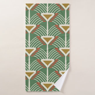 groen naadloos patroon met lijnen en geometrieschu badhanddoek