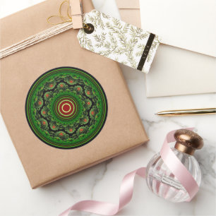Groen natuurlijk fractaal rond ornament ronde sticker