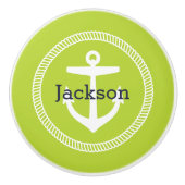 Groen Nautisch monogram anker Keramische Knop (Voorkant)