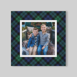 Groen Navy Black Watch Schotse ruit Kerst foto Canvas Afdruk