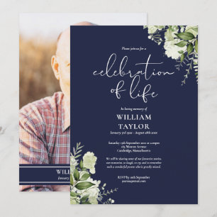 Groen Navy Blauw Levensfeest Foto Kaart