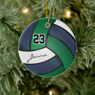 Groen, Navy Blue en White - 🏐 Volleyball Keramisch Ornament