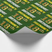 Groen, Nepgoud, "18e VERJAARDAG" Cadeaupapier (Hoek)