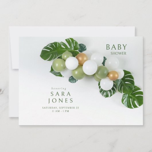 Groen Neutraal Balloon Arch Baby shower Kaart (Voorkant)