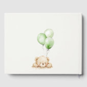 Groen Neutraal Bearly Wachtballon Baby shower Gastenboek (Achterkant)