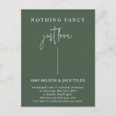Groen Niets Fancy Gewoon Liefde Bruiloft Briefkaart (Voorkant)