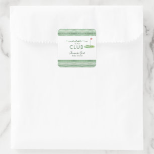 Groen Nieuwkomer in de Golfclub Thema Baby Shower Vierkante Sticker