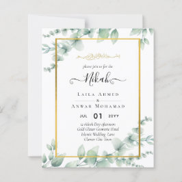 Groen NIKAH WALIMAH Eucalyptus GOUD QR CODE Uitnod