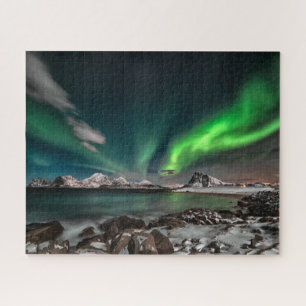 Groen noorderlicht op de Noordpool Legpuzzel