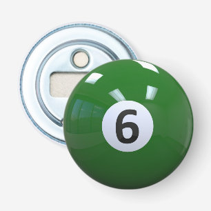 Groen Nr. 6 Biljartpool Bal Button Flesopener