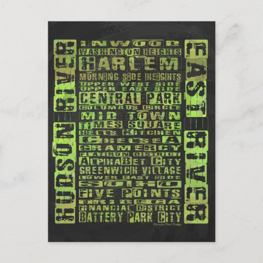 Groen NYC-buren Briefkaart (Voorkant)