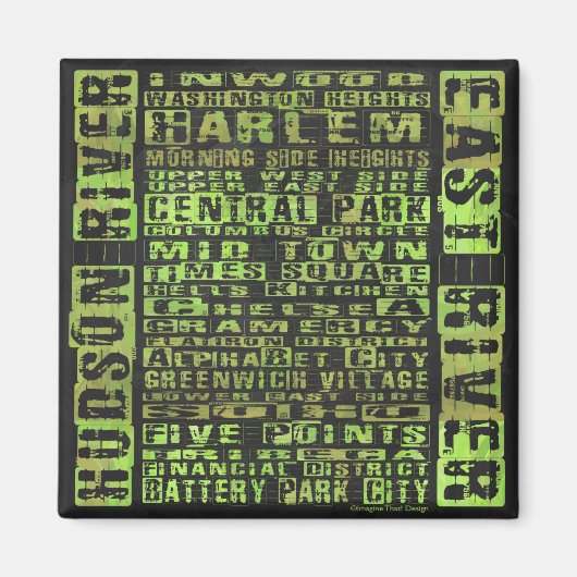 Groen NYC-buren Magneet (Voorkant)