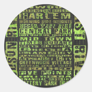 Groen NYC-buren Ronde Sticker