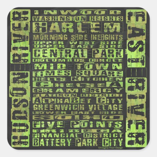 Groen NYC-buren Vierkante Sticker (Voorkant)