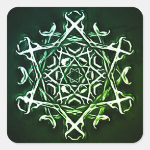 Groen occult symbool van Pentagram en Antlers Groe Vierkante Sticker