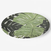 Groen oerwoud bladeren, vet en modern papieren bordje (Gekanteld)