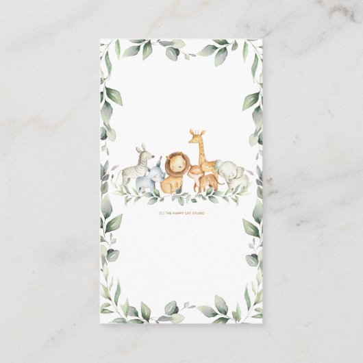 Groen Oerwoud Dieren Baby shower Luier Raffle Informatiekaartje (Achterkant)