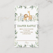 Groen Oerwoud Dieren Baby shower Luier Raffle Informatiekaartje (Voorkant)
