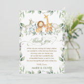 Groen Oerwoud Dieren Baby shower Verjaardag Th Bedankkaart (Staand voorkant)