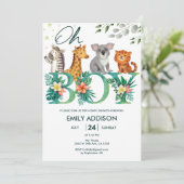Groen Oerwoud Dieren Oh Boy Safari Baby shower Kaart (Staand voorkant)
