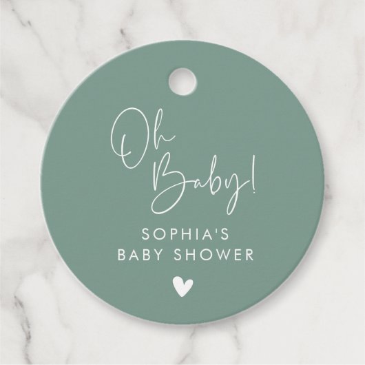 Groen Oh Baby Modern Boho Baby shower Bedankjes Labels (Voorkant)