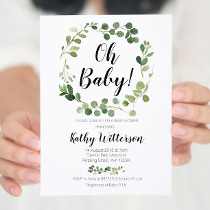 groen oh baby shower uitnodiging