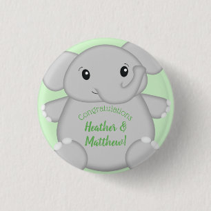 Groen olifant Baby shower Ronde Button 3,2 Cm