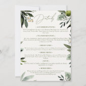 Groen Olijf Waterverf bruiloft alles in één Kaart (Achterkant)