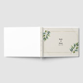 Groen Olijfblad Bone Wit & Goud Huwelijk Gastenboek (Volledig)