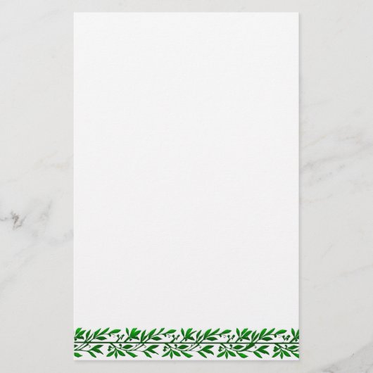 Groen Olijfblad Border Stationery Briefpapier (Voorkant)