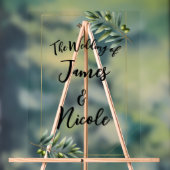 Groen Olijfblad & Goud Rustiek Trouwbord Acryl Bord (Neutraal)