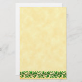 Groen Olijfblad Rand Faux Perkamentpapier Briefpapier (Voorkant / Achterkant)