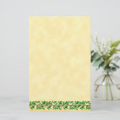 Groen Olijfblad Rand Faux Perkamentpapier Briefpapier (Staand voorkant)