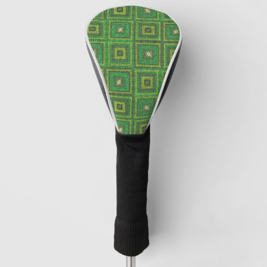 Groen Oma Vierkant Patroon Golfheadcover (Voorkant)
