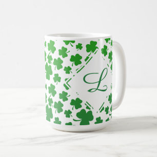 Groen Ombre 3-Blad Klaver Klaverpatroon Koffiemok