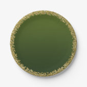 Groen ondergedompeld goud glitter glam sparkle par papieren bordje (Voorkant)