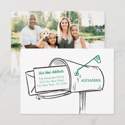 Groen Ons nieuwe Adres Mailbox Verplaatsen (Voorkant / Achterkant)