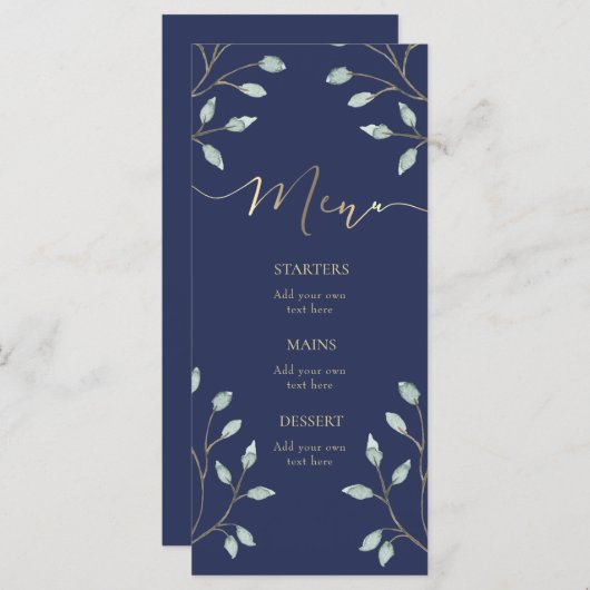 groen op blauw Menu (Voorkant / Achterkant)