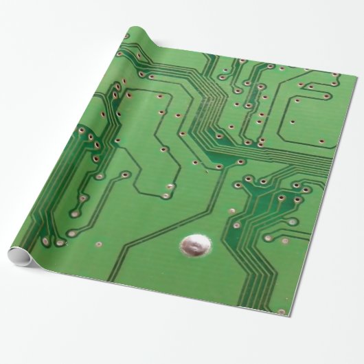 Groen op Groene Circuit Board Cadeaupapier (Uitgerold)