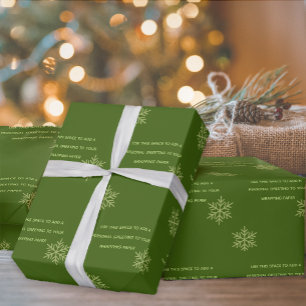 Groen op maat gemaakte bericht Sneeuwvlok Inpakpap Cadeaupapier